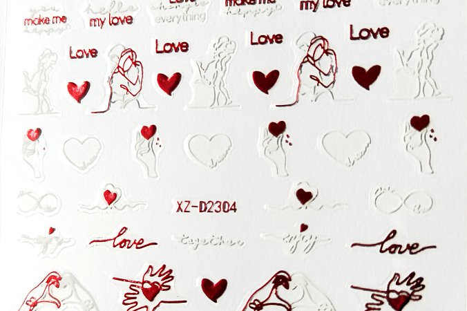 Nálepka červený hologram my love 