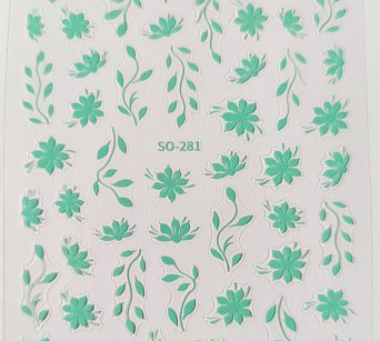 Nálepka květ tyrkysová 