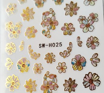 Nálepka zlatý hologram květ 