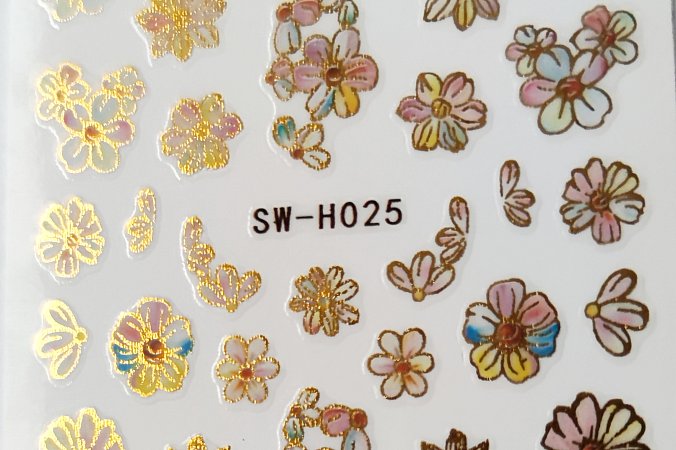 Nálepka zlatý hologram květ 