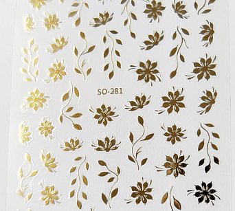 Nálepka květ zlatá 