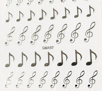 Nálepka Noty stříbrná 