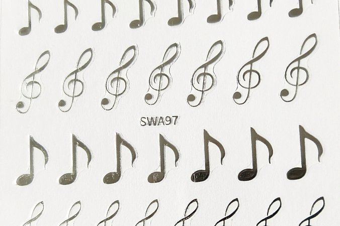 Nálepka Noty stříbrná 