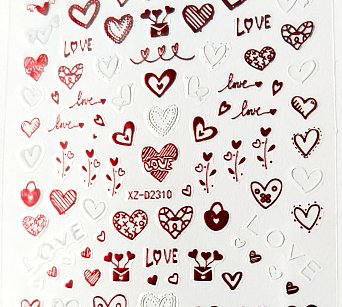 Nálepka červený Hologram srdce love