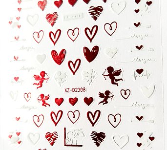 Nálepka červený hologram srdce 