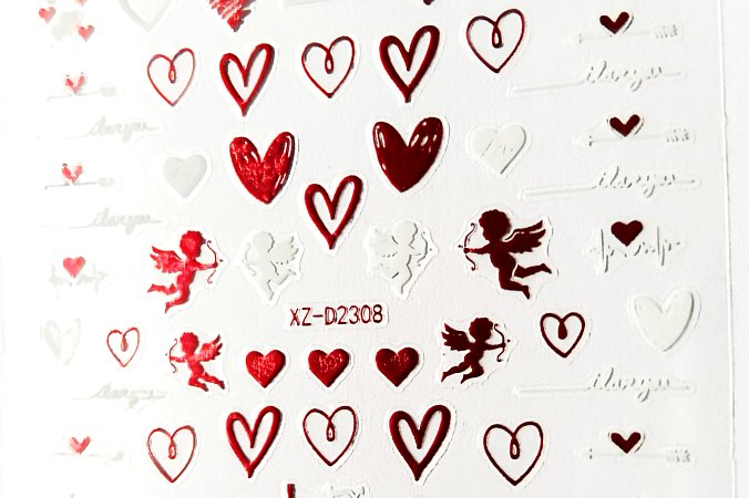 Nálepka červený hologram srdce 