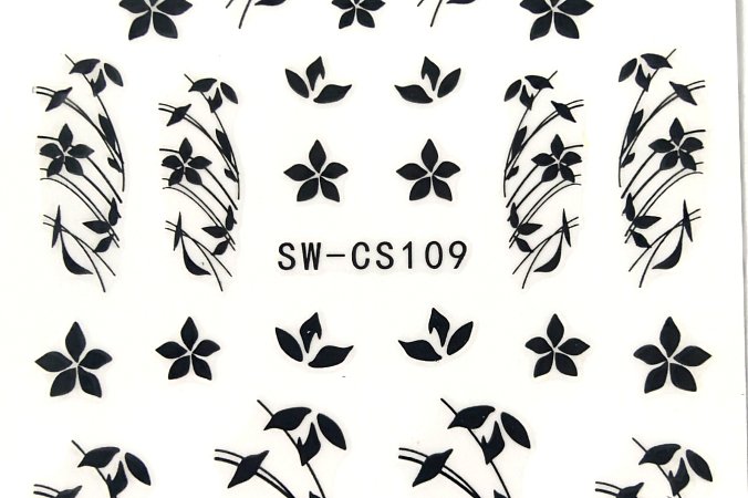 Nálepka černý květ 109