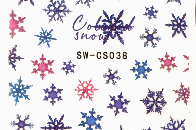 Nálepka Vločky Barevné 38 | Vánoce + zima 