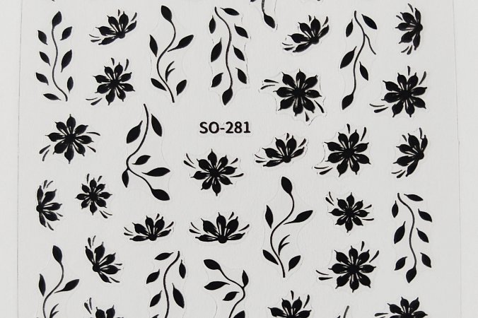 Nálepka květ černá 