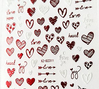 Nálepka červený hologram srdíčkové