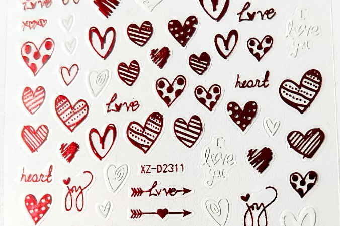 Nálepka červený hologram srdíčkové