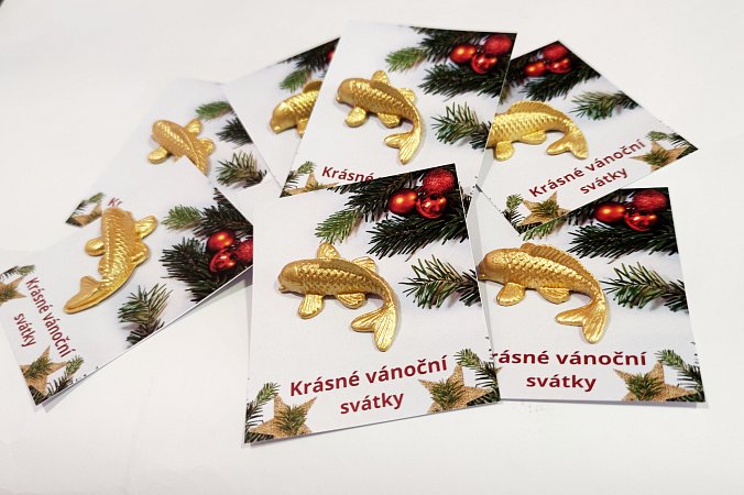 Porcelánový Kapřík na kartě 